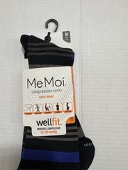 MEMOI WOMAN COMPRESSION SOCK NYLON BLEND SHOES 9-11 15/20 MMHG NEW BLACK