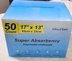 Wowflash 50 Count Super Absorbency Disposable Underpads,Leakproof Quick Drying‼️
