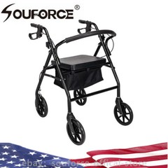 Folding Heavy Duty Extra Wide Bariatric Rollator Rolling Walker with Padded Seat