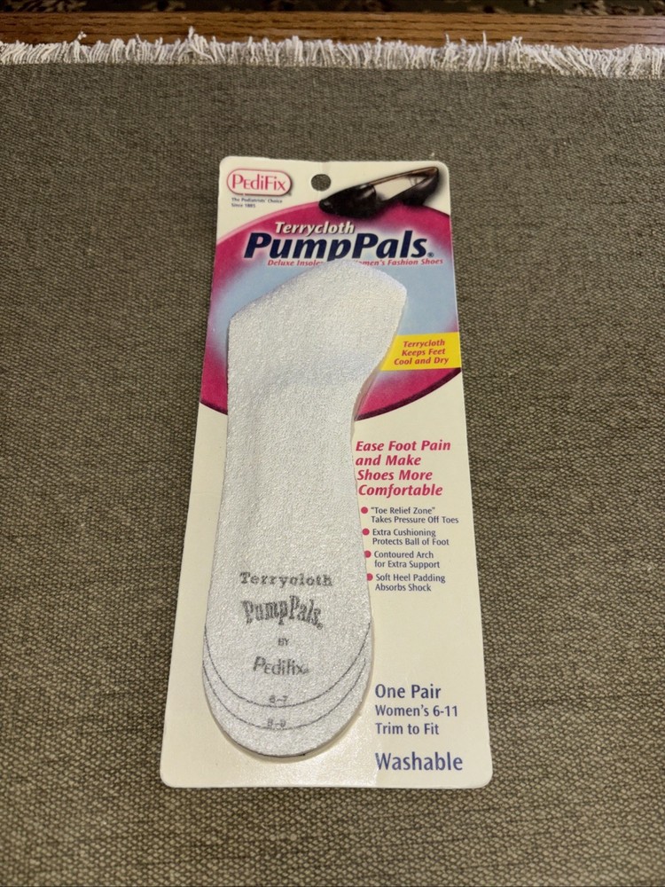 Pedifix Terrycloth PumpPals Insoles, Pack of 1 Pair Women’s Size 6-11 New Sealed
