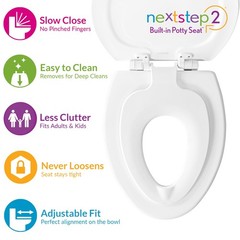 Mayfair NextStep2 Toilet Seat with Built-In Potty Elongated (1-Pack), White