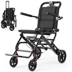 22lb Lightweight Foldable Transport Manual Wheelchair Hand Brake for Travel