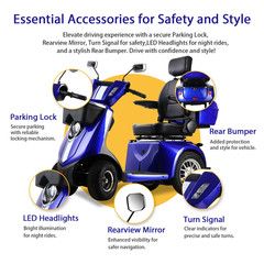 1000W Heavy Duty 4 Wheel Mobility Scooters for Seniors 40 Miles 500 lb Capacity