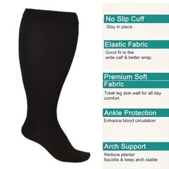 3 Pairs Plus Size Compression Socks 20-30 Mmhg Breathable Circulation Calf Socks