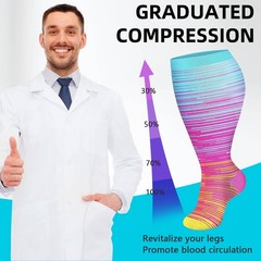 Plus Size 20-30 mmHg Compression Socks for Men and Women Wide Calf 2XL-4X-Large