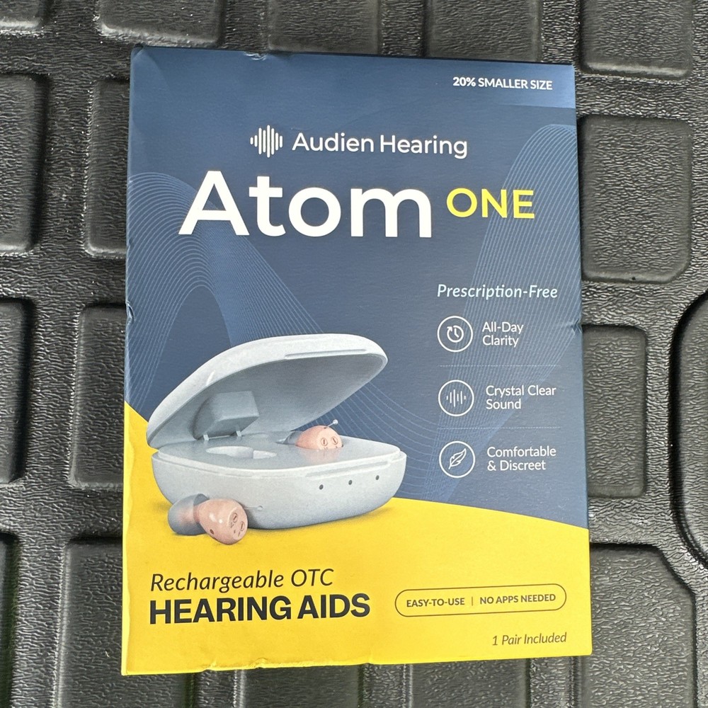 Audien Atom One OTC Hearing Aids Wireless, Rechargeable, Beige SEALED-B2