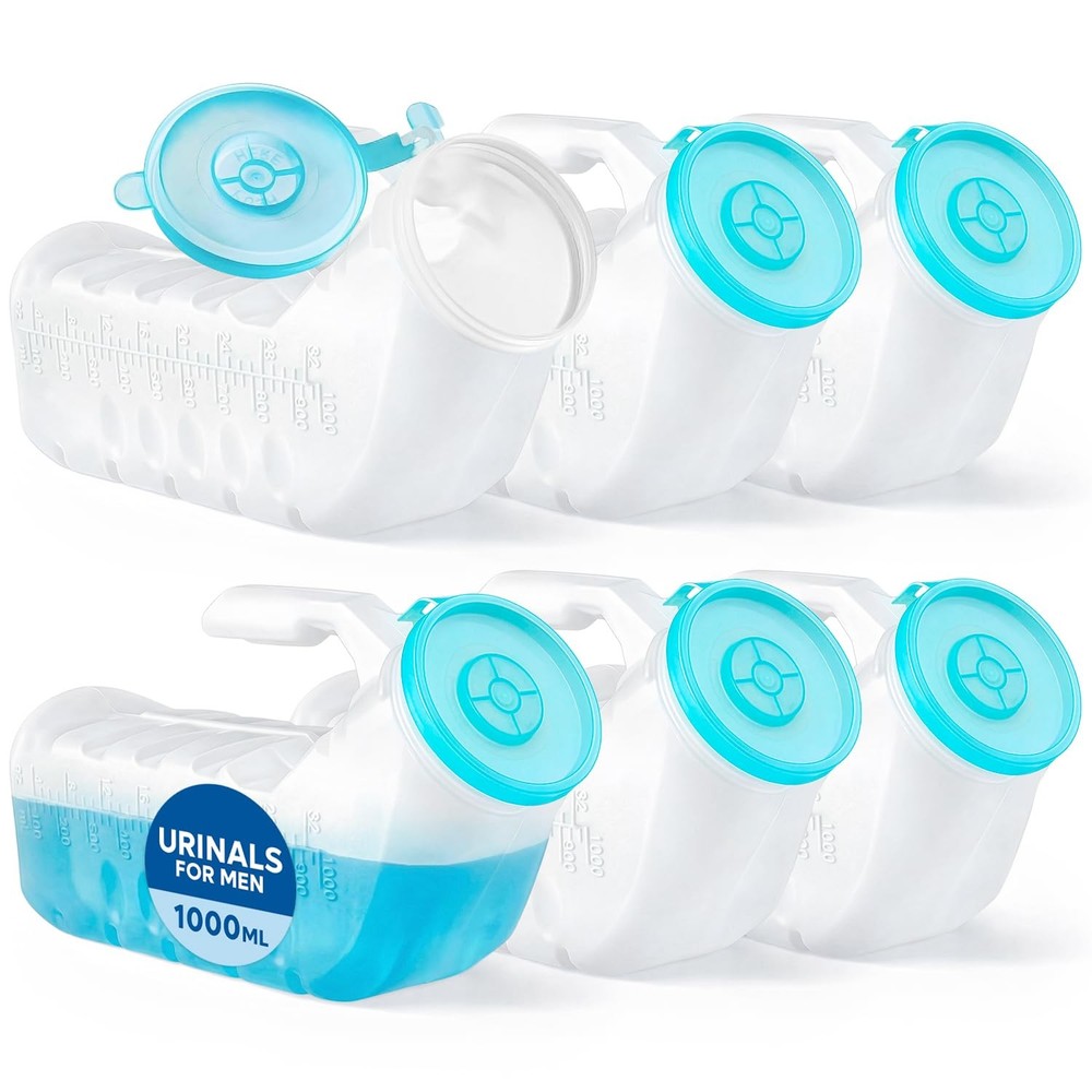 Urinals for Men with Glow-in-the-Dark Cover (1000ml/32oz) – 6 Translucent