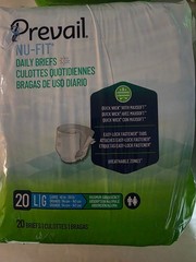 Prevail per-Fit Daily Underwear Large 45in-58in 20ct Brand New Lot of 4 Total 80