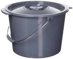 Universal Fit Commode Bucket – 2 Gallon Capacity with Lid and Handle, Dark Gray