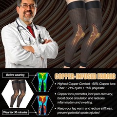 Copper Compression Leg Sleeve, Ultra-thin with Copper Ions Infused