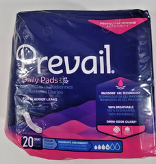 Prevail Daily Incontinent Pad Regular Moderate absorbency 60 Ct=3pk/20each