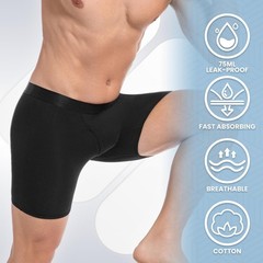 Men’s Leak-Proof Incontinence Underwear – Washable Cotton Boxer Briefs, 2 Pack X