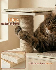 Kinotail 3-In-1 Pet Stairs For Cats 7.87 Depth Pet Steps For Cat Wood Cat