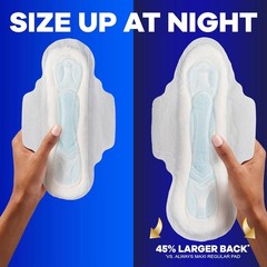 Always Maxi Pads Size 4 Overnight Absorbency Unscented with Wings, 33 Count