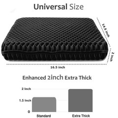 Extra Thick Gel Seat Cushion 2 Inch Pain Relief Black Office Chair Car