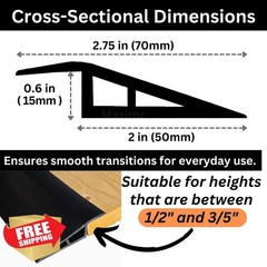 Maxiroc Rubber Threshold Ramp 40 Inch Black