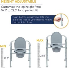 Folding Bed Side Commode Portable Toilet Seat Bucket Container Adult Potty Aid