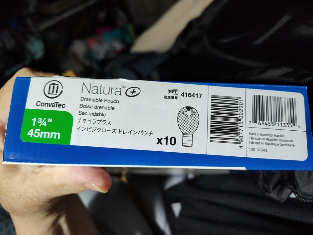 10 Convatec 416417 Natura Drainable Pouches 1-3/4″ Flange Exp 26-30