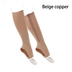 Open Toe Compression Socks 1 Pair Knee High Zipper Support Stockings Unisex