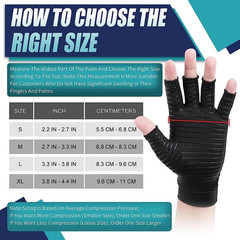 Copper Arthritis Compression Gloves Hand Support Pain Relief Joint Self Care Fin
