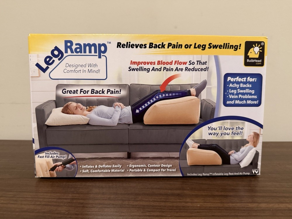 BulbHead Leg Ramp Inflatable Contoured Leg Elevation Pillow Beige 24 in