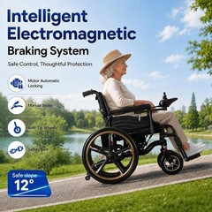 Upgrade 24″ Rear Wheel Electric Wheelchair Foldable 25 Miles shock absorption