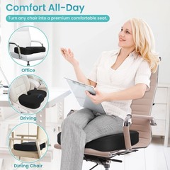 CushZone Cooling Gel Memory Foam Seat Cushion for Pain Relief – Black