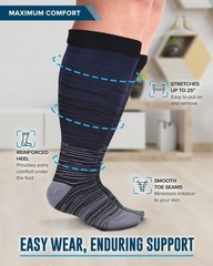 Plus Size Compression Socks Wide Calf 6XL 20-30mmHg Support 3 Pairs Line Patt…