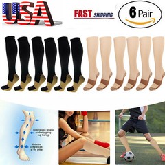 Copper Energy Knee High Compression Socks For Men Women Pain Relief 6 Pairs US