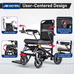 Lightweight Foldable Electric Wheelchair, 35lbs, 500W Motors, All Terrain, Black