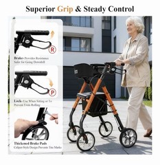 Cosydora R402 Rollator Walker with Seat 13.6 lb Lightweight 8″ Wheels, Orange