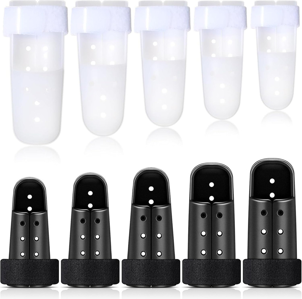 10 Pcs Mallet Finger Splint Thumb Splint 5 Size Finger Support Brace White/Black