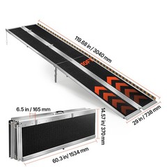 Uimoso 10FT Portable Aluminum Folding Ramp for Wheelchairs, Non-Slip 800lbs Load