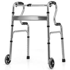 Heavy-Duty Folding 3 in 1 Stand-Assist Walker Aluminum Alloy W/ Wheel Gray