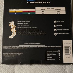 Copper Fit Energy Graduated Compression Socks Anti-Odor Black 2 Pairs L/XL
