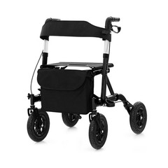 All-Terrain Rollator Walker with Pneumatic Tires, Foldable, Adjustable Height, S