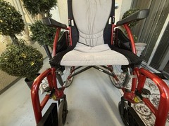 Karma Manual Wheelchair Foldable Padded Seat/Armrests Footrests Red/Black/Gray