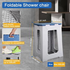 Foldable Small Waterproof Plastic Corner Stool for Bathroom – Foldable Non-Slip