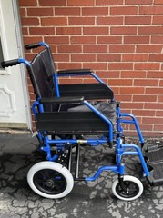 Monicare Transport Folding Wheelchair Flip Back Arm Swing Away Footrest 300lbs.