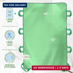 Absorbent Positioning Bed Pads for Elderly with 8 Handles 34″x52″- Washable Wate