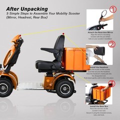 1000W 4-Wheel Heavy Duty Seniors Mobility Scooter 48V 20Ah 15 mph 33 Miles 500lb