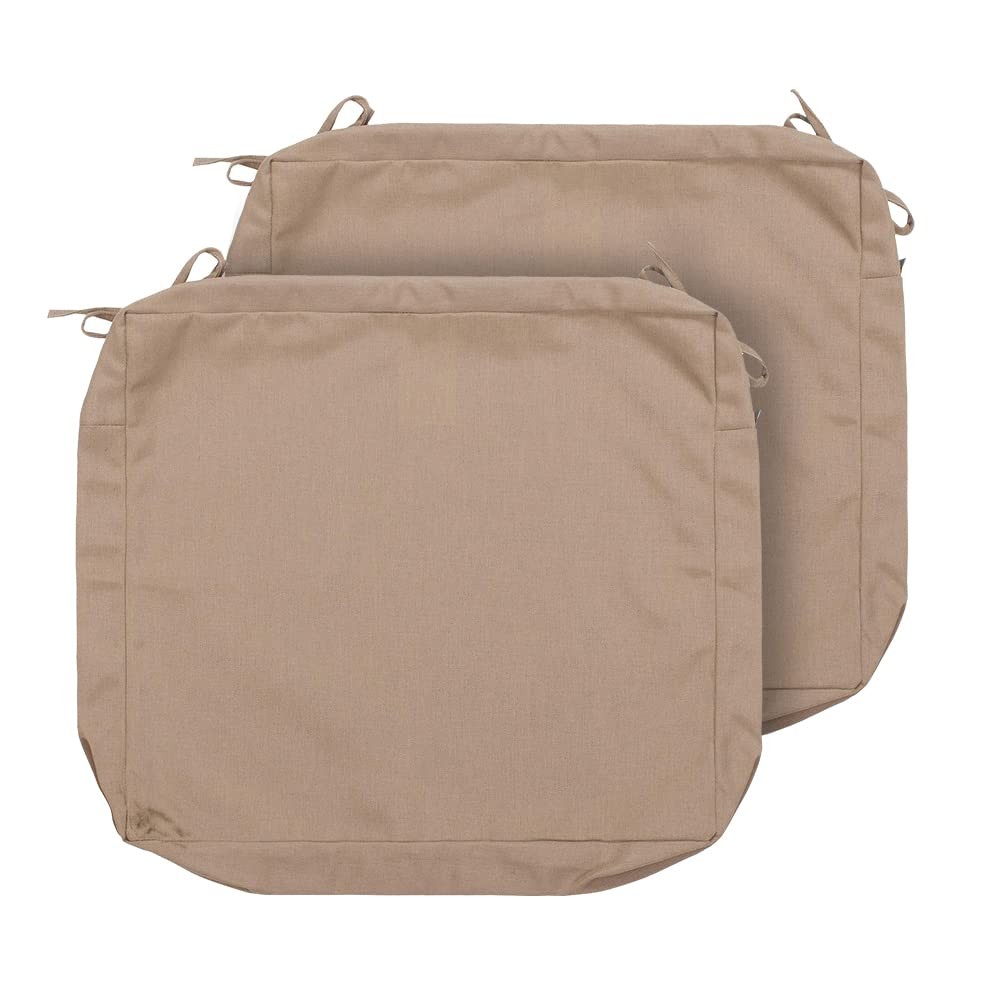 Magpie Fabrics Patio Cushion Covers Set of 20x18x4 Inch (2 Count), Khaki