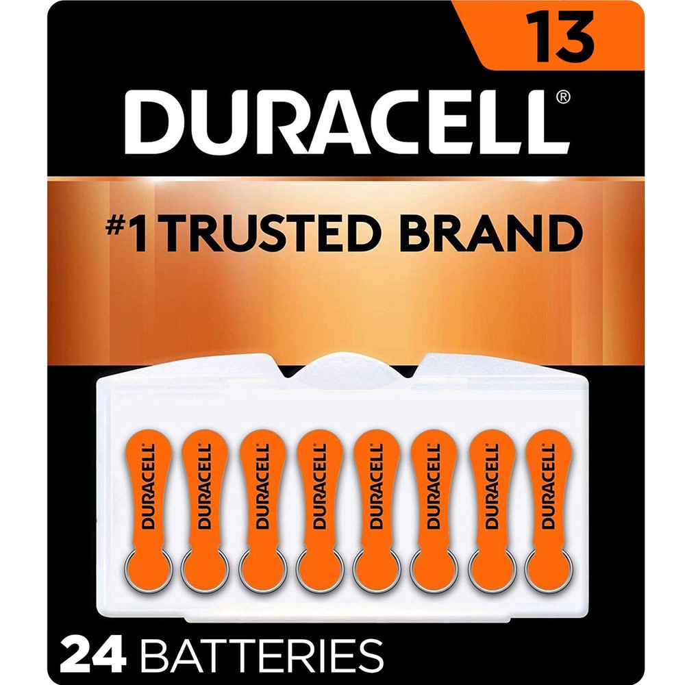Duracell Hearing Aid Batteries Orange Size 13, 13A Size Hearing (2pack of 24pc)