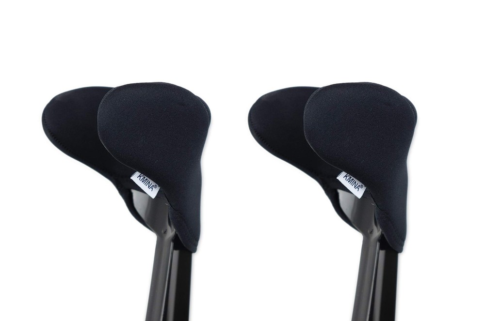 KMINA Forearm Crutch Pads (x2 Units), Open cuff crutches pads (x2), Black