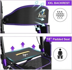 Aojin Lightweight & Foldable Rollator Walker w/Seat, 8″ All-Terrain, 18″ Seat…
