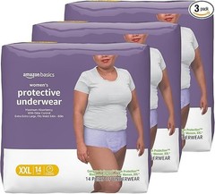 Amazon Basics Incontinence & Postpartum Underwear for Women, 2XL 42Count