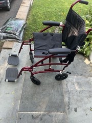 Medline MDS808200F3R 19in. Ultralight Transport Wheelchair – Red