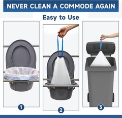Commode Liners Disposable Waste Bags Fits All Standard Bedside Portable To