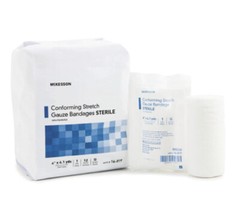McKesson Conforming Bandage Poly Blend 4in X 4.1yd Roll Sterile – Bag of 12