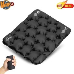 Inflatable Seat Cushion Pad for Airplane Stadium Car Hiking & Office Black NEW